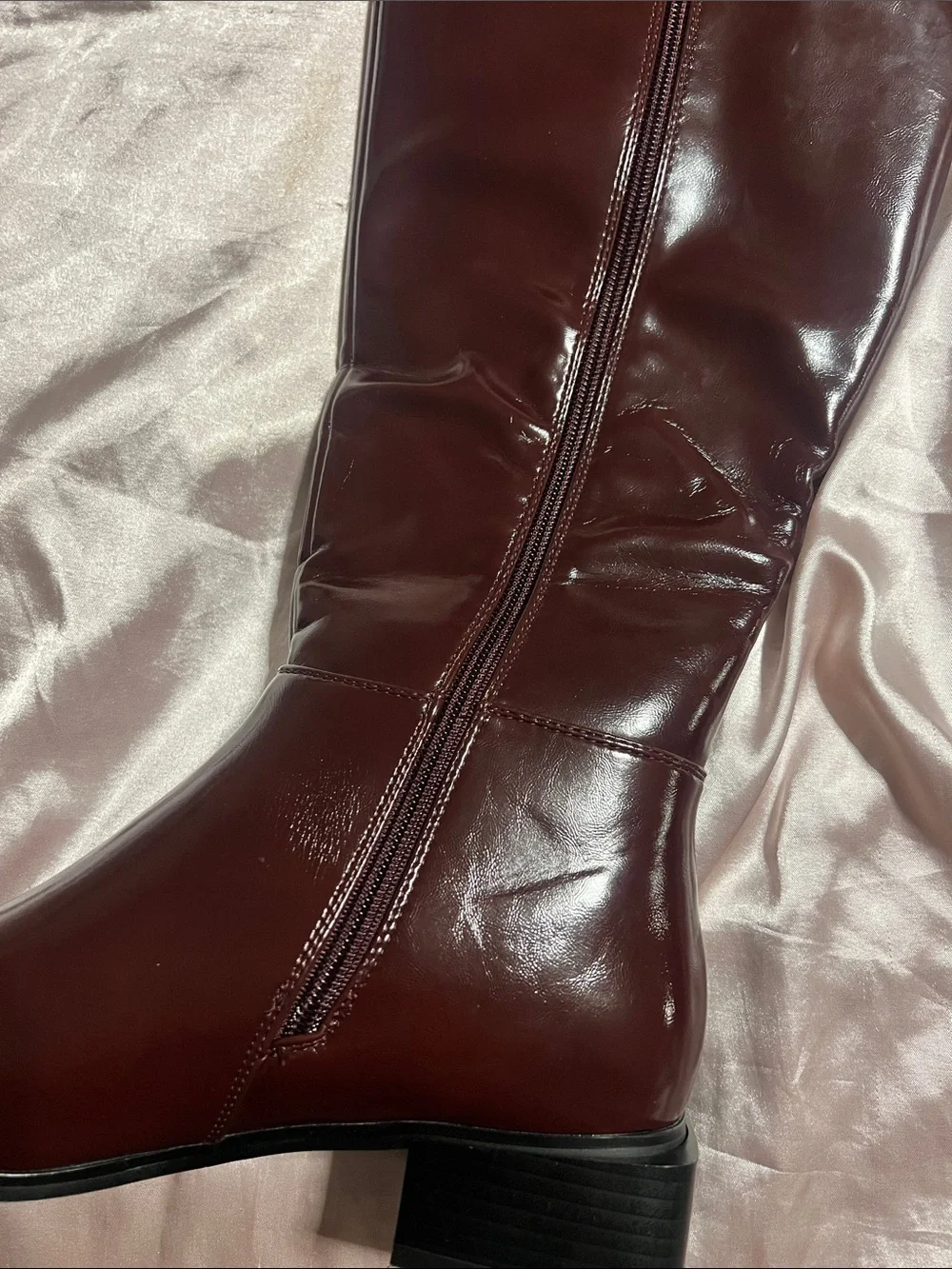 Shoe N Tale Women's Tall Leather Riding Boots in Dark Burgundy (nwob)